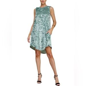 Green crushed velvet dress